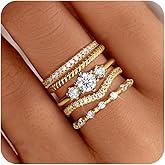 Florideco Stackable Rings for Women 14K Gold Plated Minimalist Non Tarnish Cubic Zirconia Thumb Ring Set Dainty Knuckle Ring Trendy Statement Stacking Rings Set Size 5-10