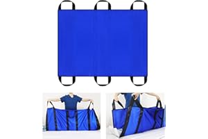 LOSCHEN Positioning Bed Pad With Reinforced 6 Handles For Lifting, Turning, Moving And Positioning, Waterproof Reusable Transfer Sheet For Patients And Disable — Double-Layer Nylon (Blue, 48*40inch)