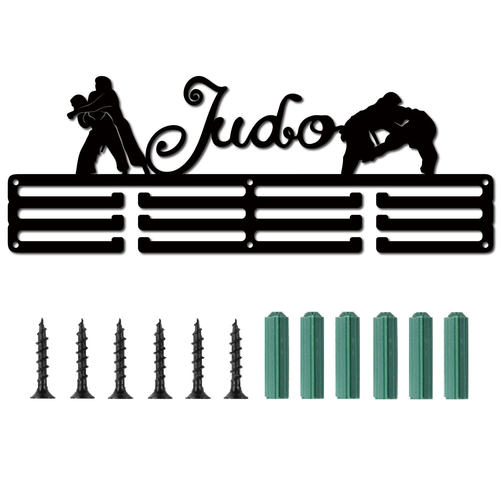 CREATCABIN Medal Holder Judo Medal Hanger Sport Display Hanger Rack Awards Metal Lanyard Sturdy Wall Mounted Athletes Players Gymnastics Gift Over 60 Medals15.7inch