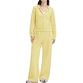 SUUKSESS Womens 2 Piece Sweatsuits Outfits Zip Up Hoodie Tracksuit Straight Wide Leg Sweatpant Lounge Matching Sets