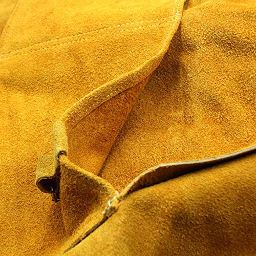Leather Welding Apron Flame-Resistant Heat Resistant Work Apron Fire Resistant Welding/Welder Smock, 24 x 36 Inch, 6 Pockets
