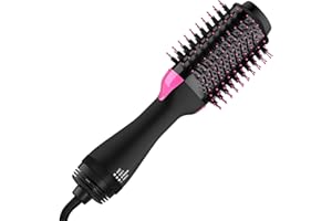 REVLON Blow Hair Dryer Brush One-Step Hot Air Brush and Volumizer, Oval Brush for Blow Drying, 4 in 1 Styling Tools for Women, Pink