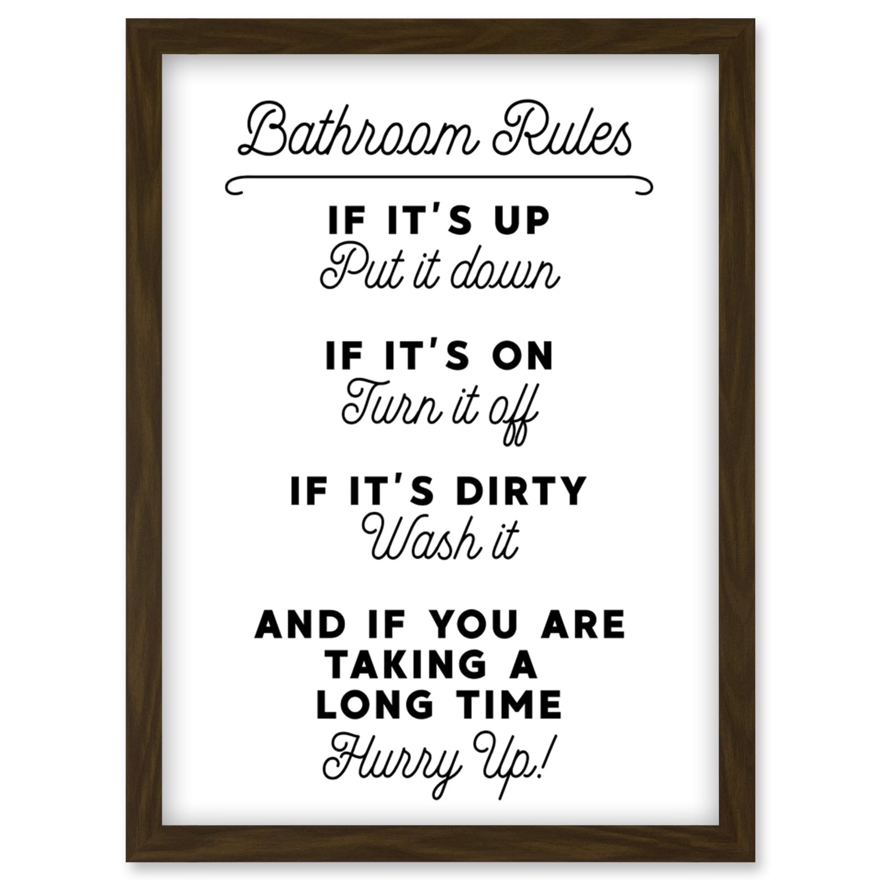 Bathroom Decor Wall Art Funny Toilet Humour Sign Artwork Framed Wall Art Print A4