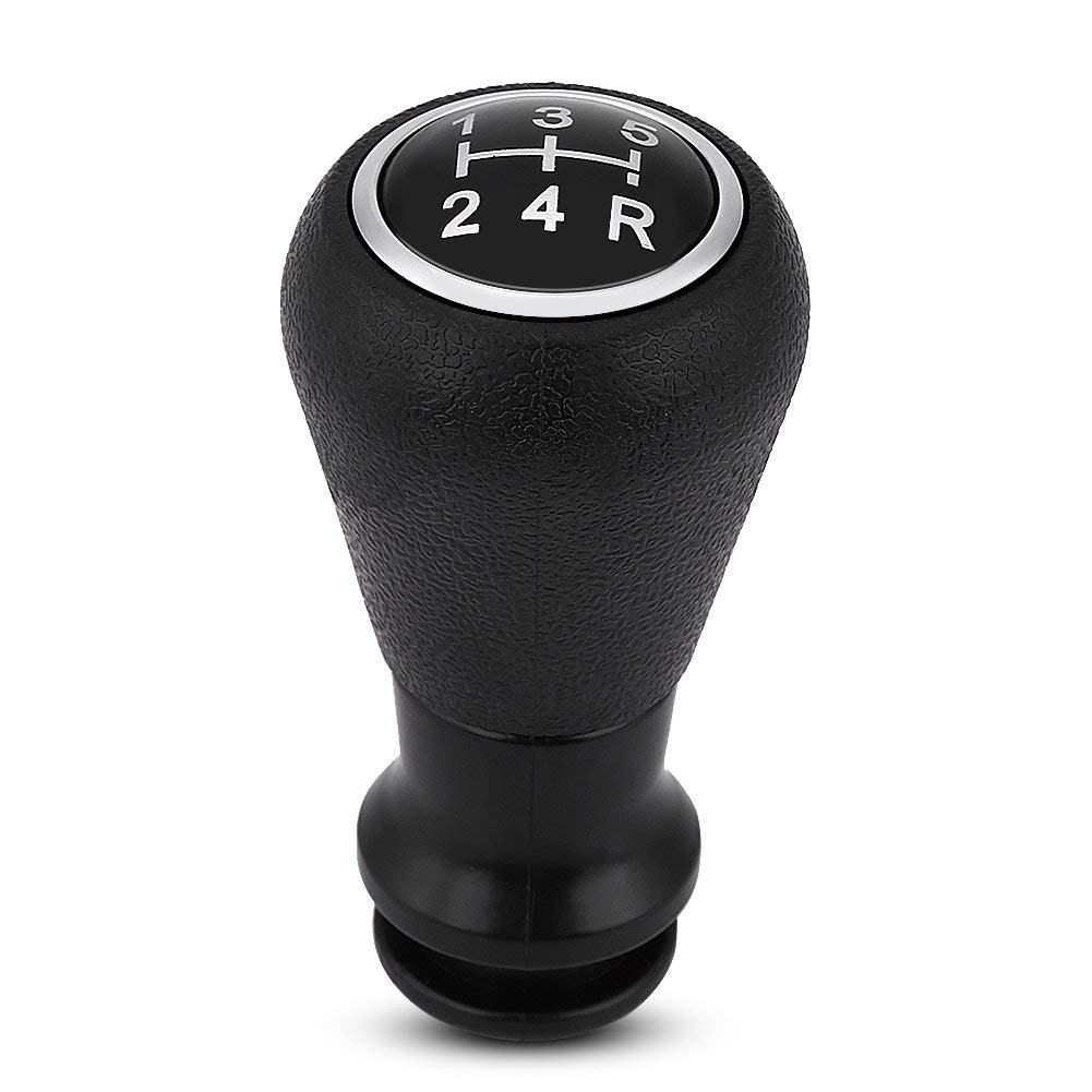 Aramox 5 Speed Gear Shift Knob for 106 107 205 206 207 405 C1 C3 C4, Black and Silver, Plastic, Universal