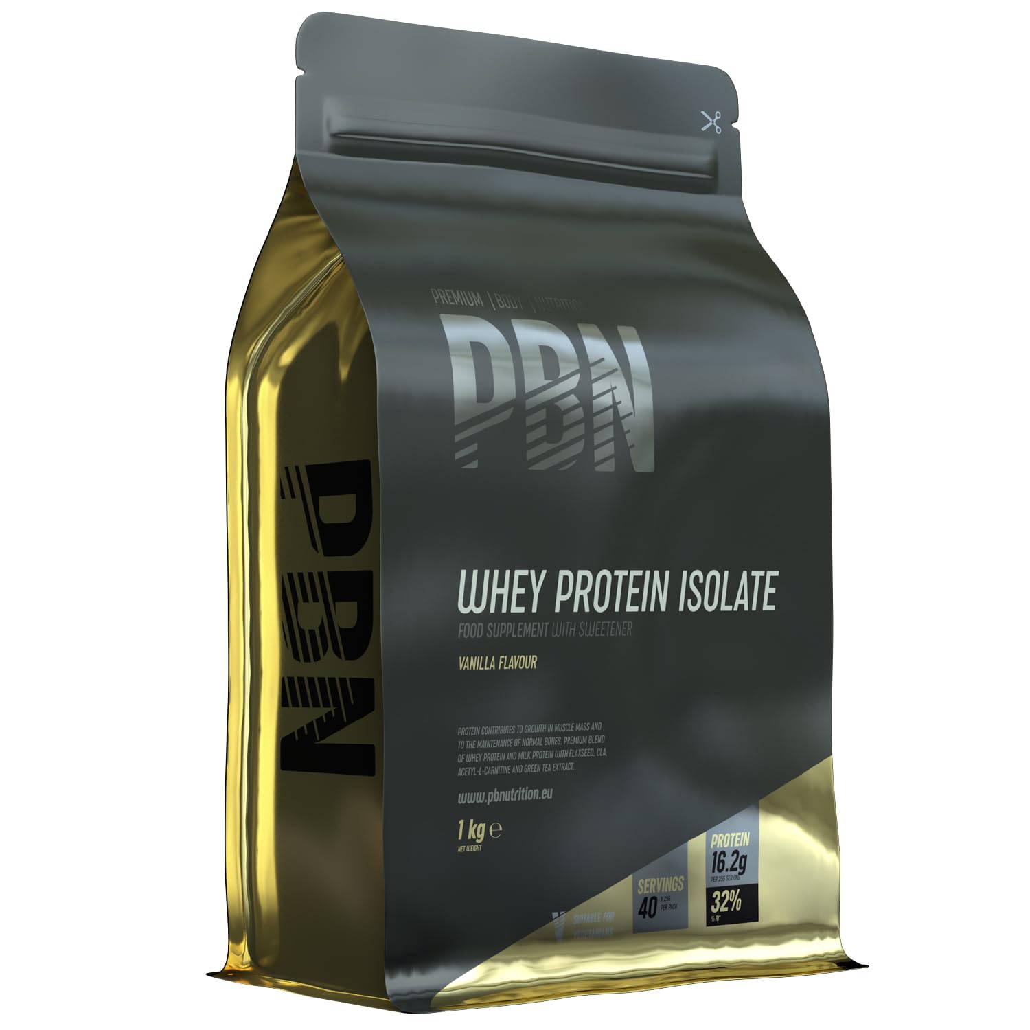 PBN - Premium Body Nutrition - Whey-Isolate Protein Powder, 1kg, Vanilla - 33 Servings