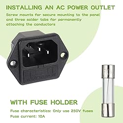 EPLZON AC 250V 10A 2 in 1 Mount Inlet Module Plug