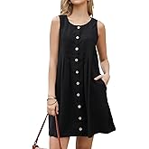 Allegra K Linen Dress for Women's Sleeveless Summer Casual Tunic Tank Dresses