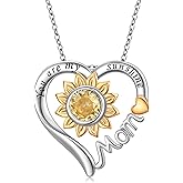 JZMSJF S925 Sterling Silver Sunflower Necklace - You are My Sunshine Pendant Necklace Jewelry Gift for Women Mom
