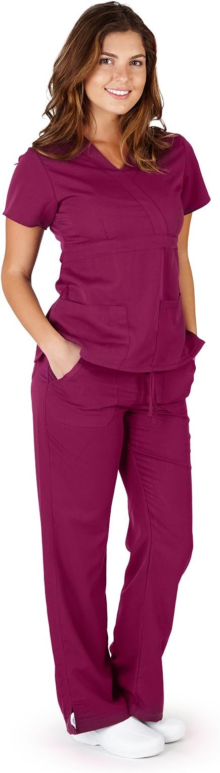 Ultrasoft Premium Mock Wrap Medical Nursing Scrubs Set for Women - Junior FIT