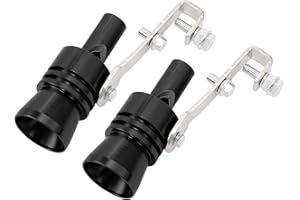 A ABSOPRO 2pcs XL Size Aluminum Alloy Universal Turbo Sound Exhaust Muffler Pipe Whistle Car Roar Maker Black Item Replacemen