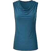 EIMIN Women's Cowl Neck Ruched Draped Sleeveless Stretchy Blouse Tank Top (S-3X)