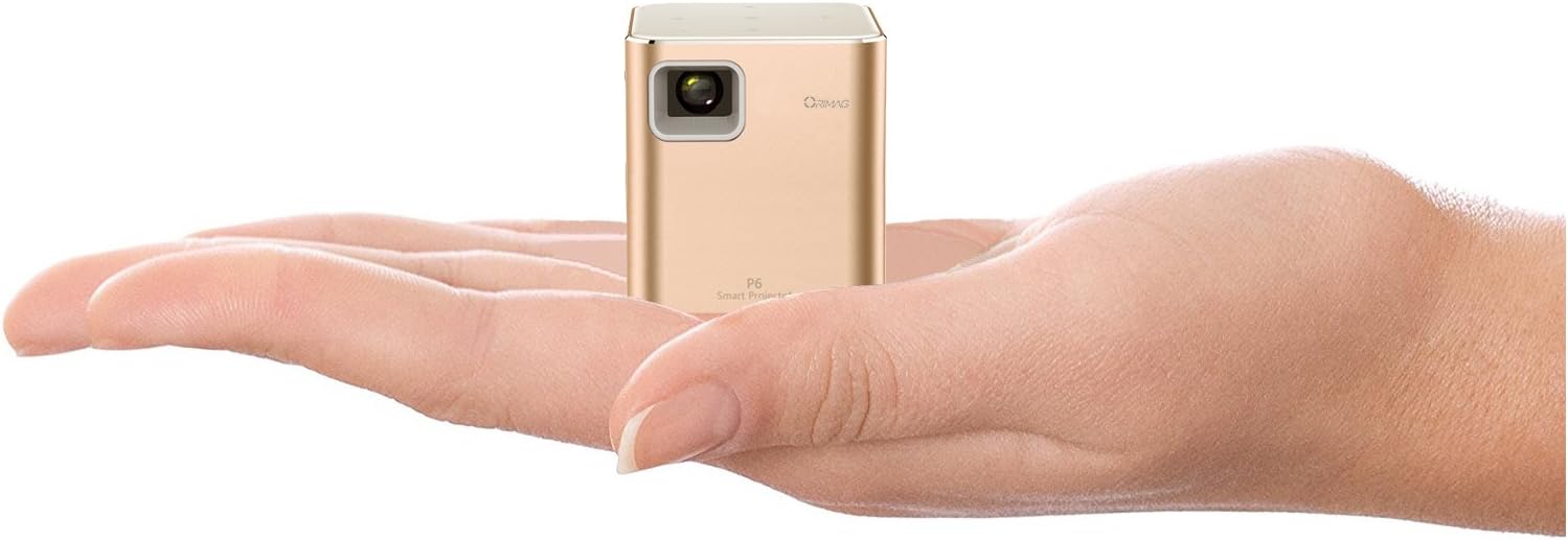 Orimag Mini Video Projector, DLP Home Theater Projector, 1080P Portable Wi-Fi Smart Pico Projector, Max 120" Screen Optical Keystone Ideal for IOS/Android/Laptop/iPad/USB (Gold)