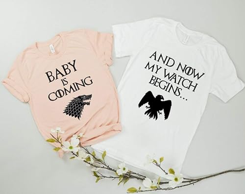Amazon Com Baby Is Coming Shirts Game Of Thrones Inspired Pregnancy Announcement Matching Unisex Shirts Handmade