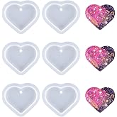 Weenkeey 6 Pcs Heart Shape Resin Mold Keychain Charms Silicone Jewelry Casting for DIY Craft Pendant Necklace - Love Heart Epoxy