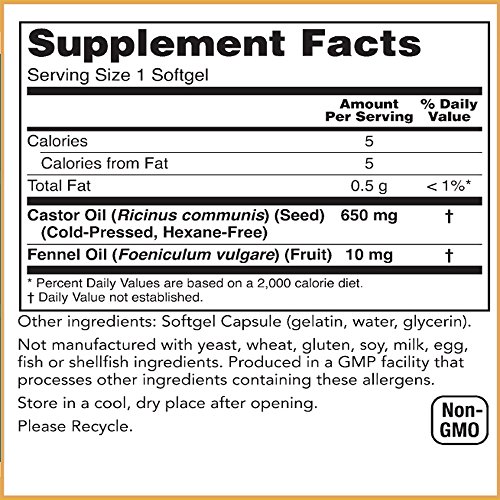 Castor Oil Softgels Natural Laxative With Fennel Oil