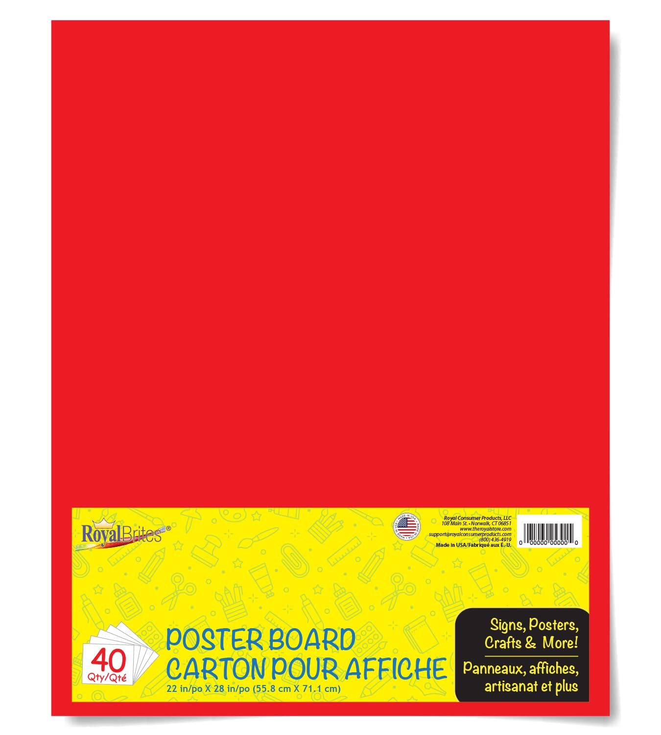Photo 1 of Red Poster Board, Premium 2-Sided 22x28 Poster Board for School Projects, Arts & Crafts, Water & Fade Resistant Posterboard for Signs & Presentations, 40 Count