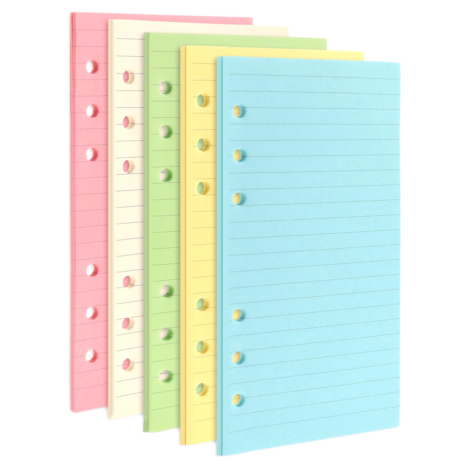 Aster A6 Refill with 200 Pages, 5-Color Loose Leaf Paper for 6-Hole Binder Planner Inserts - Notebook Diary Journals Painting Personal Organiser