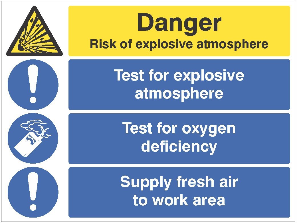 Caledonia Signs 14302Q Sign, Risk Of Explosive Atmosphere, Test/Supply Air