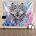 INTHouse Galaxy Wolf Tapestry Wall Hanging Starry Night Tapestry Psychedelic Tapestry Mandala Wall Tapestry Moon Star Tapestry Galaxy Decor for Bedroom College Dorm Room