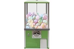 SAHUANIYE Vending Machine, Commercial Candy Gumball Machine, Automatic Capsule Vending Machine for Retail Stores, Round Capsules Bouncy Ball Dispenser for 1.77-1.97in, Suitable for 25 Cent Coin (Green)