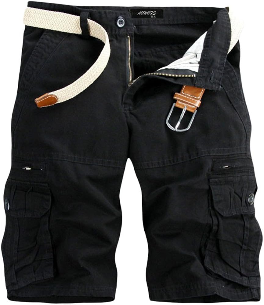 SoeHir Men's Casual Solid Outdoors Cargo Shorts Pocket Beach Work Trouser