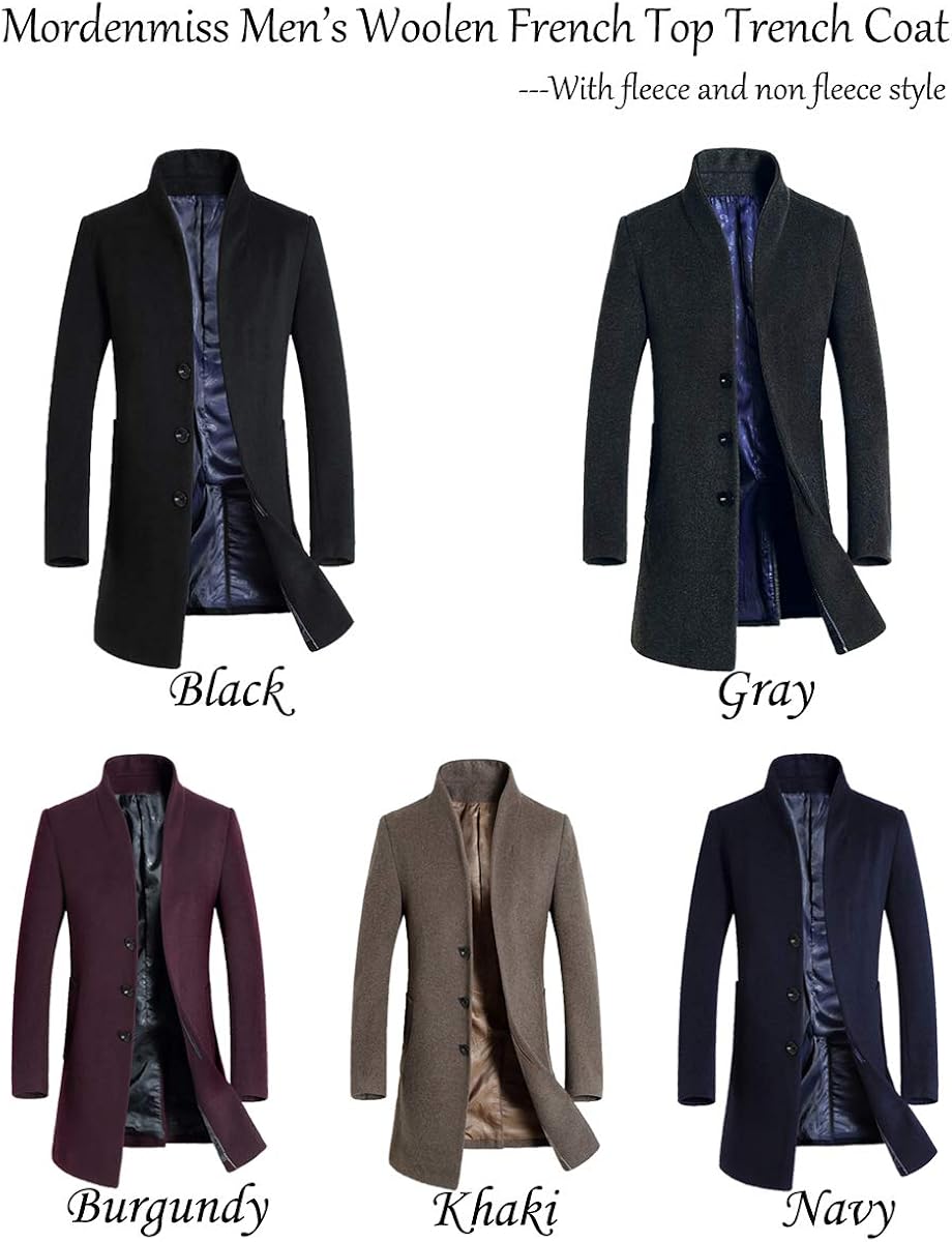 Mordenmiss Men's French Woolen Coat Business Down Jacket Trench Topcoat at  Men’s Clothing store