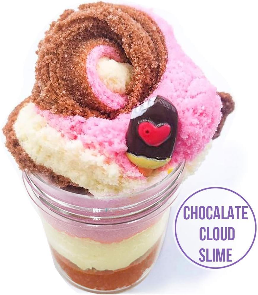 EASYCITY Chocolate Ice Cream Slime, 2019 Cotton Candy Slime, Cloud Slime, Putty Fluffy Super Soft and Non-Sticky, Stress Relief &Scented Sludge Toy for Girls and Boys 200ML (8OZ)