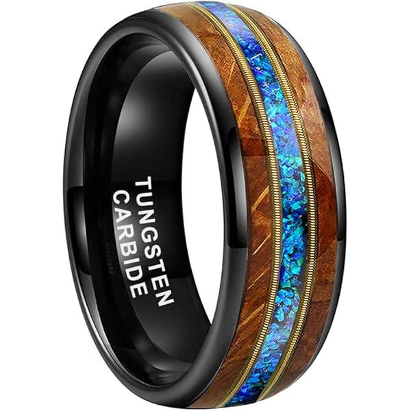 Anello In Tungsteno Heartbeat, Anello Da Uomo In Tungsteno, Fascia Da 8 - Foto 3