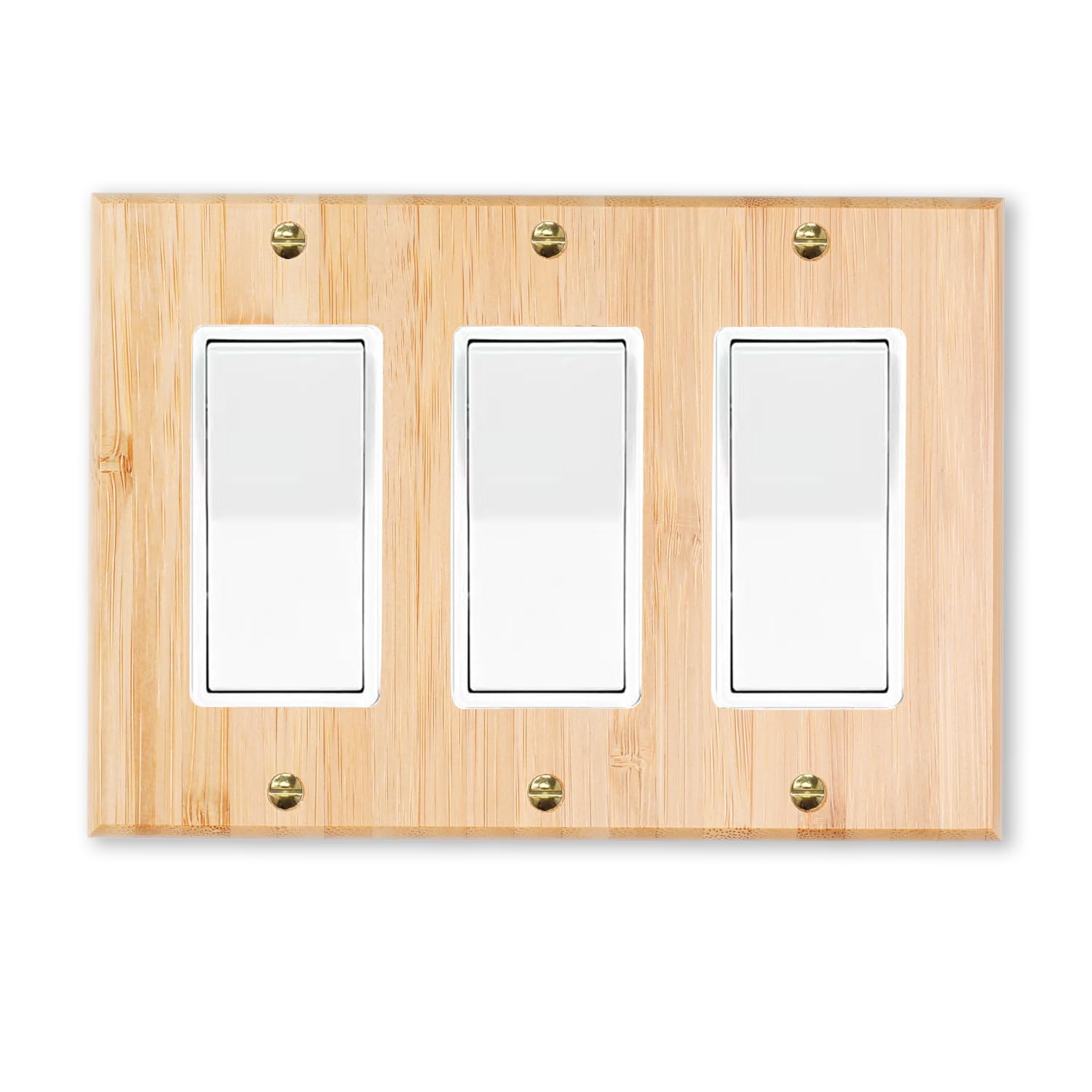 Photo 1 of 1 Pcs Solid Wood Triple Rocker Light Switch Plate Bamboo Light Switch Cover Quality Raw Wooden Switch Plates And Outlet Covers Decorative Wall Outlet Cover