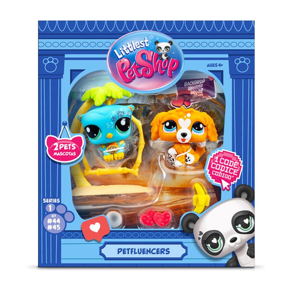 Littlest Pet Shop Petfluencer Sunset Pals | Petfluencer Set Contains 2 LPS Mini Pet Toys 4 Accessories 1 Backdrop 1 Collector Card And 1 Virtual Code | Collectable Toys For Girls And Boys