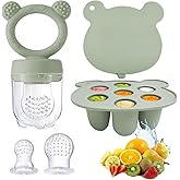 ninecessary Silicone Baby Food Freezer Tray & Baby Fruit Feeder, Breastmilk Popsicle Molds for Teething and Infant Self Feedi