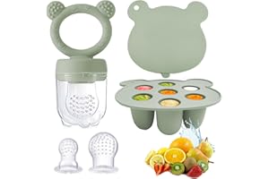 ninecessary Silicone Baby Food Freezer Tray & Baby Fruit Feeder, Breastmilk Popsicle Molds for Teething and Infant Self Feedi