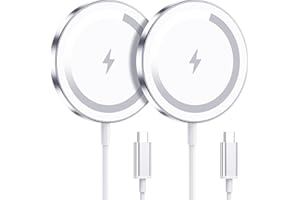 WRVVR for Apple Mag-Safe Charger 2 Pack, Magnetic Wireless Charger for iPhone 17/17 Pro/17 Pro Max/Air/16 15 14 13 12 Pro Max Plus mini, Charging Pad for Airpods Pro 3 2,Strong Magnet, Silver