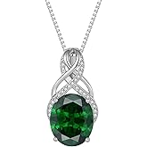 STARCHENIE 925 Sterling Silver Infinity Necklace Oval Cut Birthstone Pendant Necklace for Women - Personalized Birth Month Jewelry Gift with Adjustable Chain