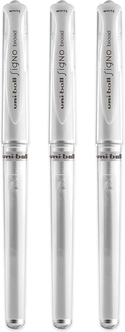 Uni-ball Signo UM-153 Broad Point Gel Pen White Pack of 3