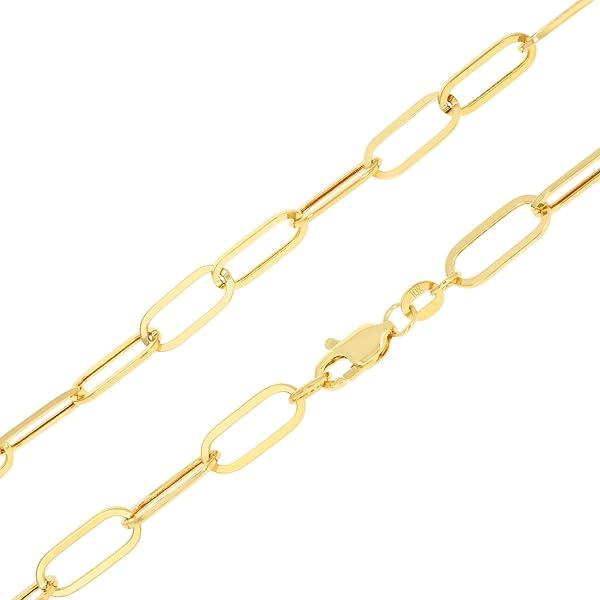 Amazon.com: Nuragold 10k Real Yellow Gold Paperclip 5mm Elongated