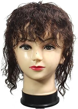 Amazon Co Jp ウィッグ付き巻き毛人間の髪の毛は抜け毛を防ぐために女性のためのダークブラウンの巻き毛を前髪 スポーツ アウトドア