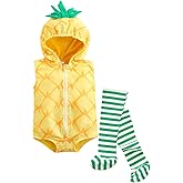 RWYBEIW Unisex Baby Halloween Costumes Velvet Avocado Pineapple Pig Hooded Romper Jumpsuit with Striped Stocking 2Pcs Outfits