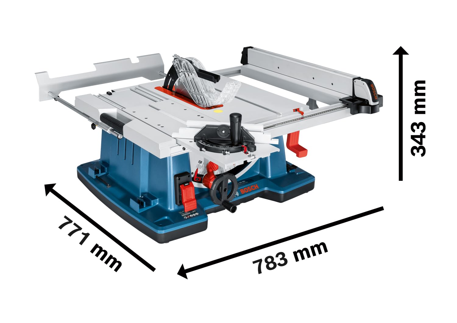 Bosch Professional Tischkreissäge GTS 10 XC (Sägeblatt-Ø: 254 mm, Sägeblattbohr-Ø: 30mm inkl. Absaugadapter, Parallelanschlag, Schiebestock, Winkelanschlag, Aufbewahrung für Sägeblatt) 6