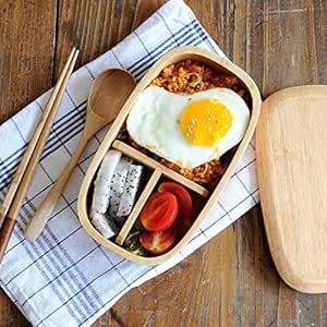 K&C bento box de madera natural fiambrera japonesa tradicional caja de