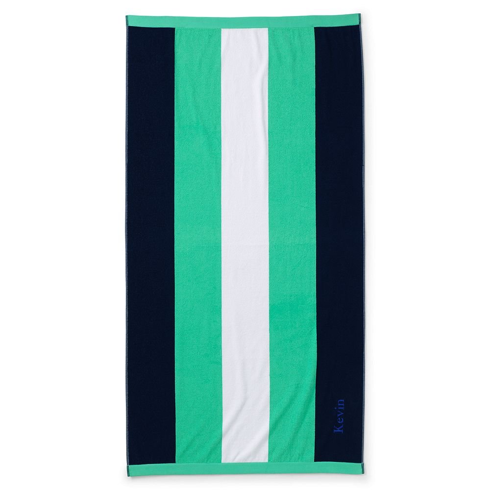 Lands' End Vertical Rugby Stripe Beach Towel, Cool