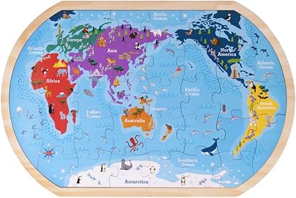 wooden world puzzle