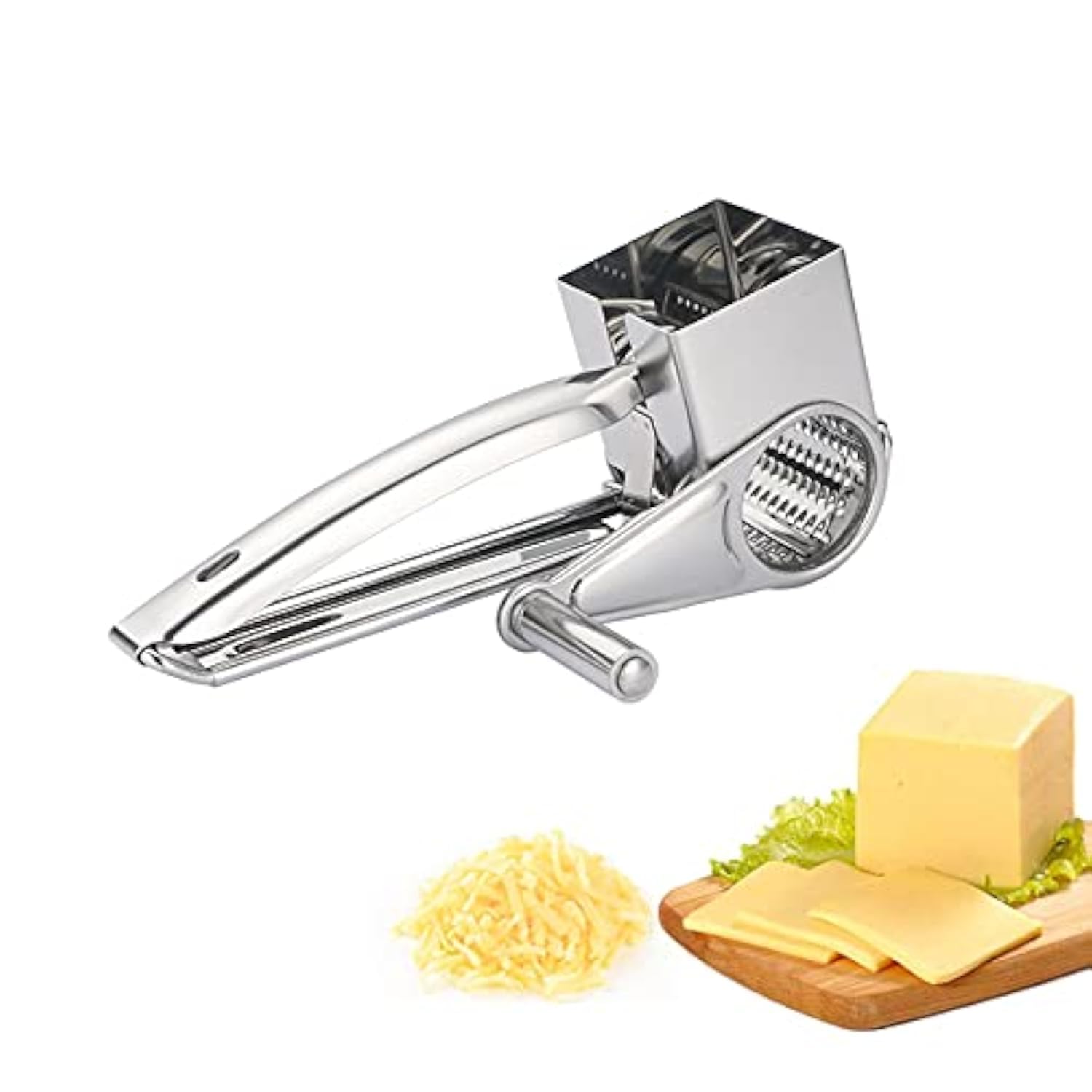 Beowanzk Cheese Grater, Graters for Kitchen with Handle, Small Hand Rotating Multi Grater Machine, Hand Grater for Cheese, Vegetable, Carrot, Potato