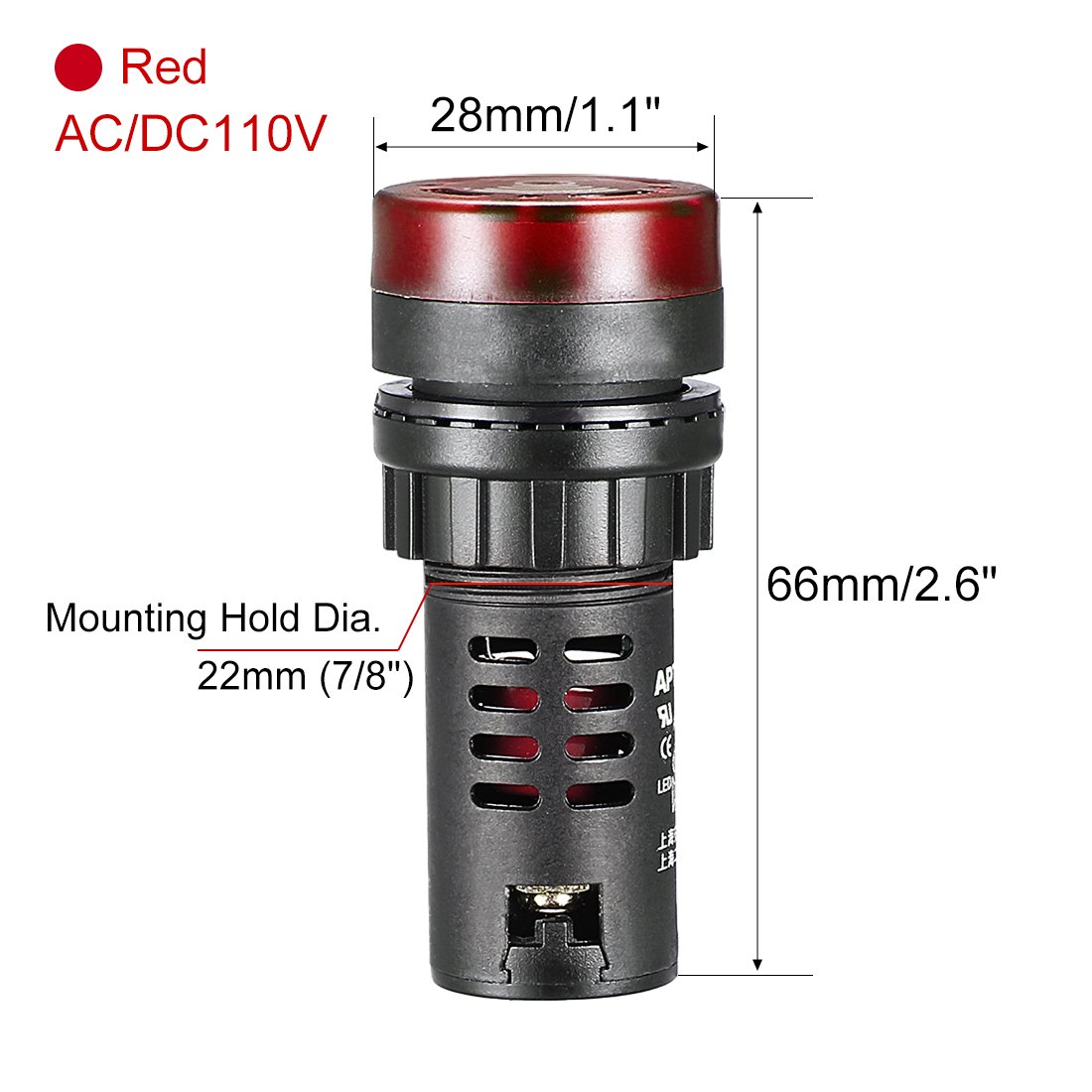 uxcell 5Pcs Red Indicator Light with Buzzer AC/DC 110V, 22mm Panel Mount Flashing Alarm, for Electrical Control Panel, HVAC, DIY Projects: Industrial & Scientific