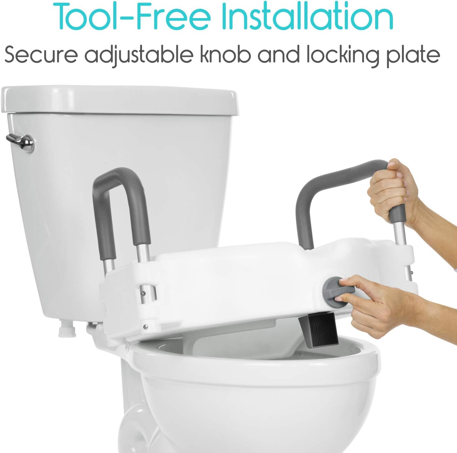 Vive Raised Toilet Seat - 5" Portable, Elevated Riser with Padded Handles - Elongated and Standard Fit Commode Lifter - Bathroom Safety Extender Assists Disabled, Elderly, Seniors, Handicapped (1): Health & Personal Care