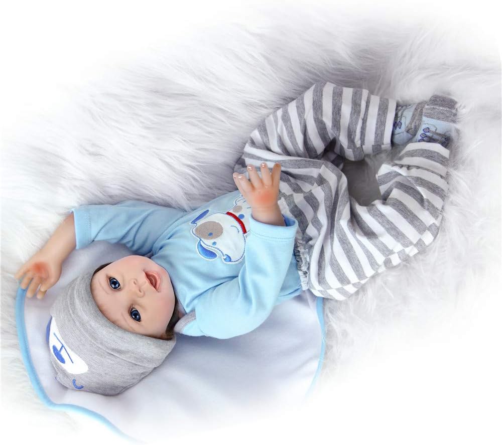 ZIYIUI 22 Inch Lifelike Reborn Baby Dolls Boy Realistic Handmade Silicone Babies Kids Toys Gifts, Multicolor, 55 cm (22 pouces) - Image 5