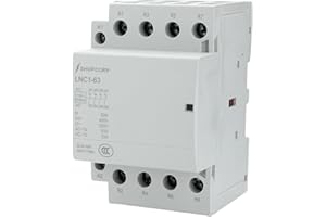 Shopcorp 4 Pole Contactor 120v Coil Normally Closed (NC) 60 amp IEC 400V AC Contactor, 110/120VAC Coil, 40a Motor Load, Lighting Load 60A, Silent Operation with Mounting Base for DIN Rail