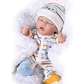 CARANOVO Lifelike Reborn Baby Dolls - 12 Inch Full Body Vinyl Realistic Baby Doll Sleeping Newborn Real Life Small Baby Doll for 3 + Year Old Kids