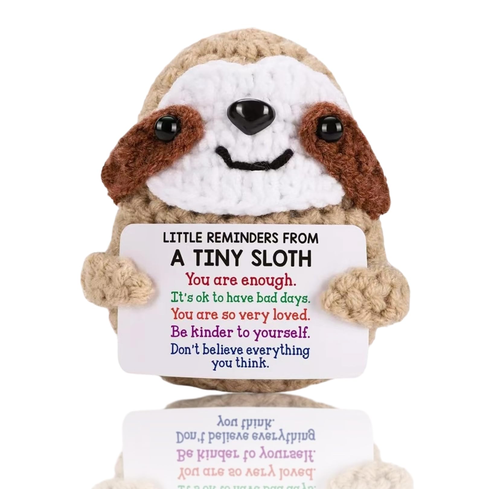 Crochet Sloth Gifts,Inspirational Positive Sloth Gift for Women,Emotional Support Animals,Knitted Motivational Plush,Cheer Up with Affirmation Card for Birthday Graduation Christmas Handmade Crocheted