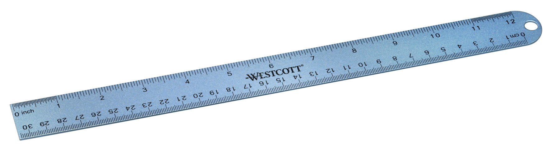 Westcott E-14175 00 30 cm 12-Inch Metric and Imperial Scale Aluminum Ruler - Blue